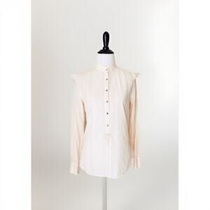 By Malene Birger Top Blouse Womens 34 Ivory 100% Cotton Long Sleeve Tunic S 4